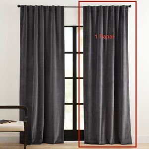 Pottery Barn Velvet Twill Blackout Curtain Panel - 50” W x 108” H Washed Black